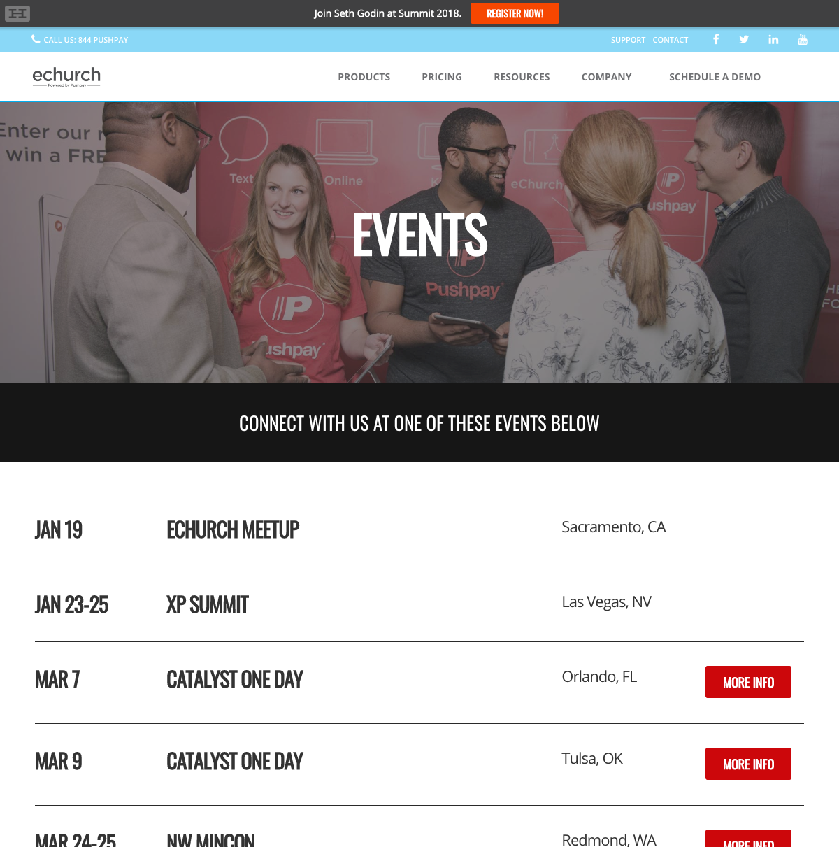 Image of the old events page
